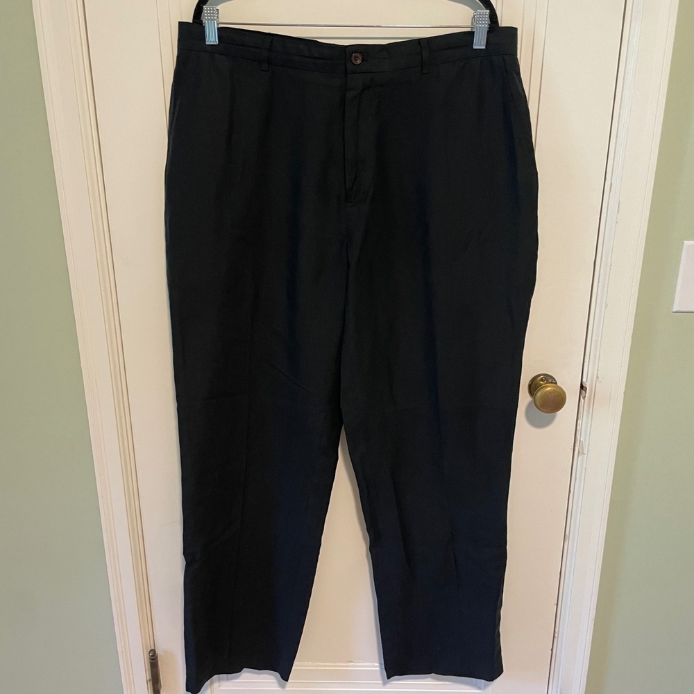Polo Ralph Lauren Silk Linen Trousers Pants 38x32 Black